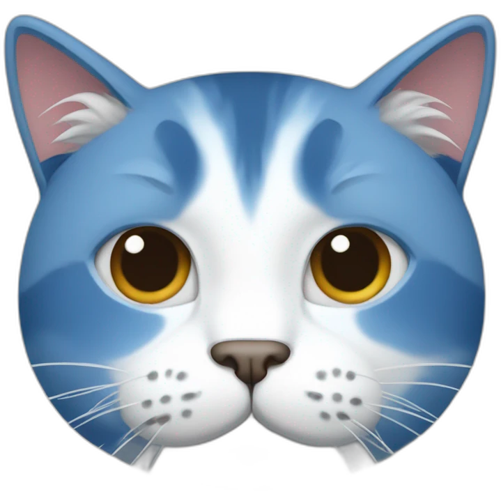 A blue and white cat with a bearded chin emoji