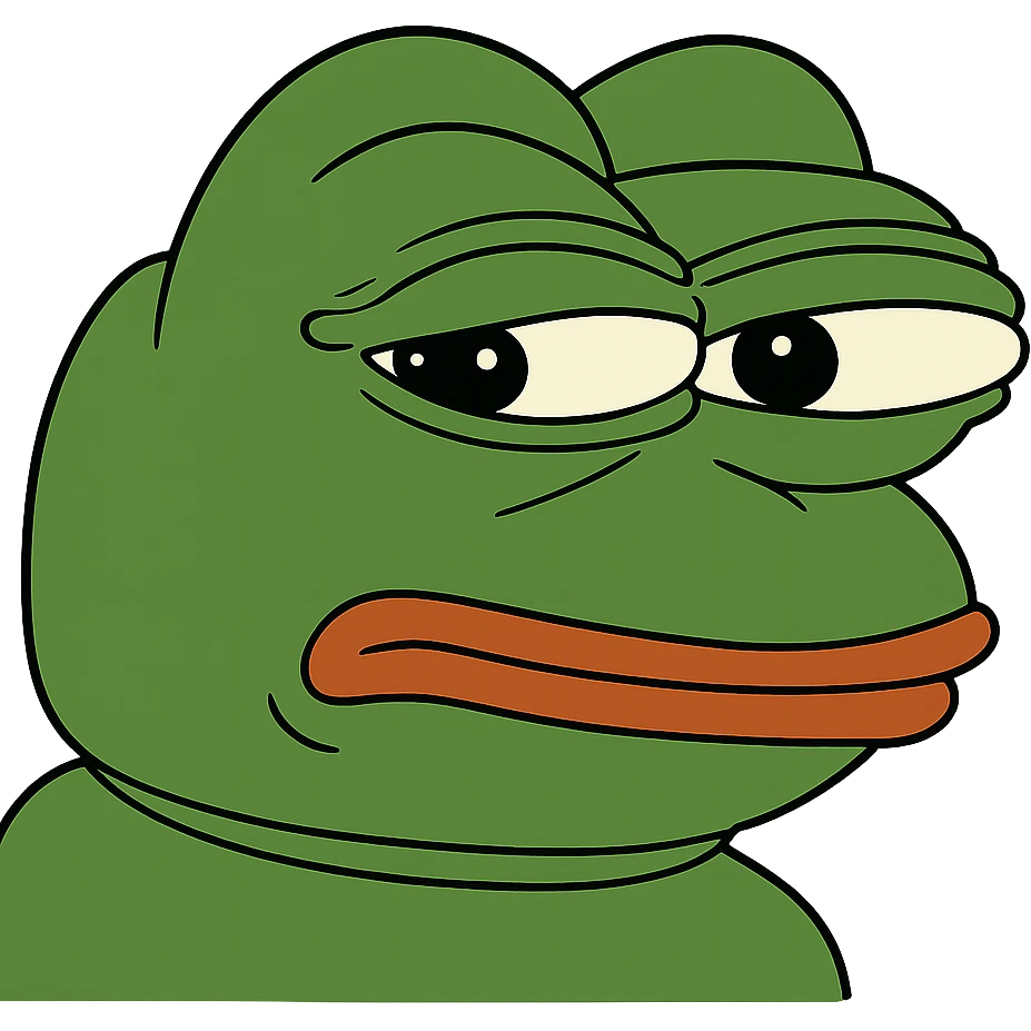 pepe the frog with a suspicious expression emoji