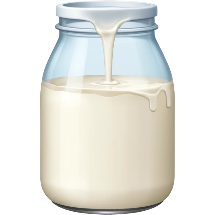 a jar of milk but the top is sticky and its dripping but theres no lit, and also no straw emoji