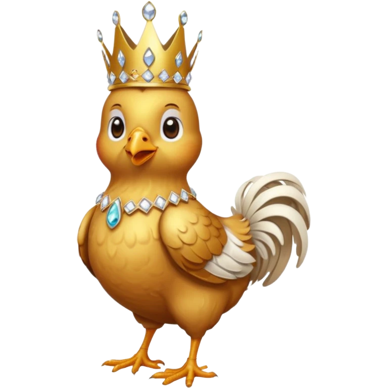chicken King – proud golden chicken wearing a tall jeweled crown, standing emoji