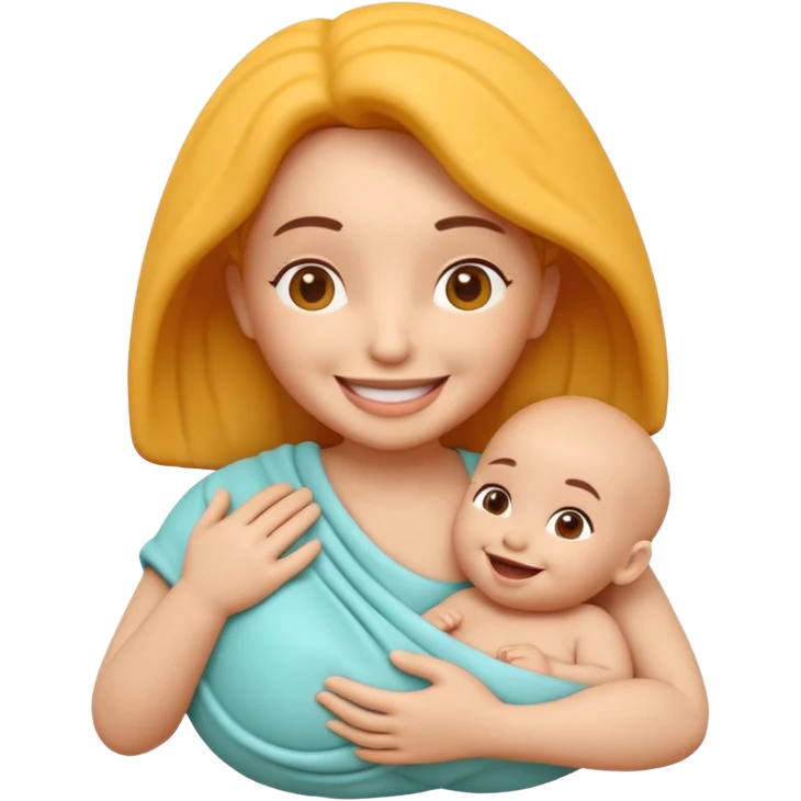"Un icono 3D adorable de una madre sosteniendo tiernamente a un bebé. Estilo 'claymorphism' (plastilina suave),  emoji