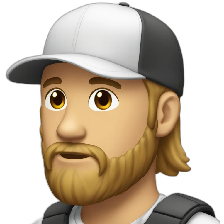 white man with snapback side on backwards bearded emoji