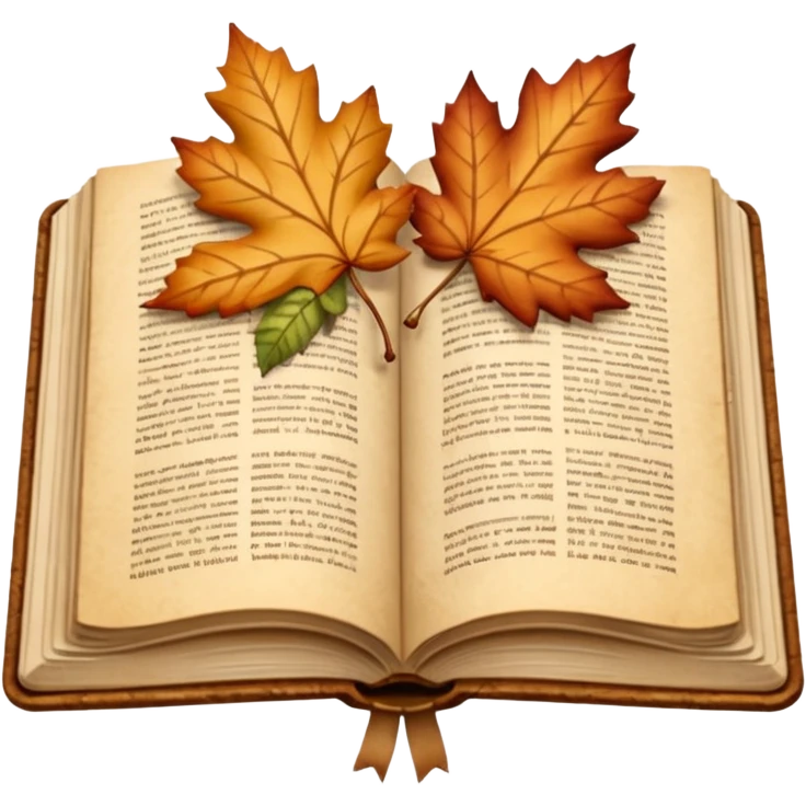 beige autumn open book with leaves on it emoji