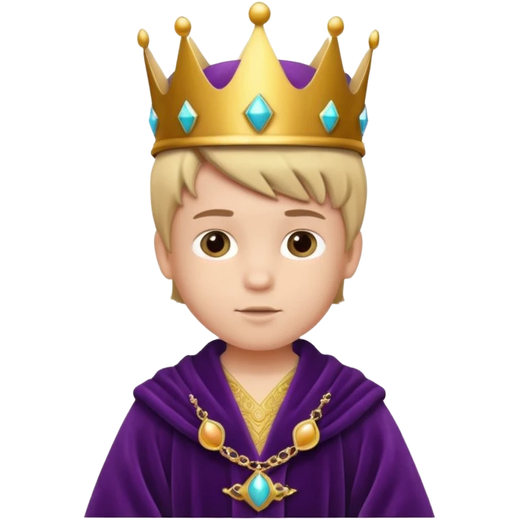 Royal Kid boy with fancy crown head 3d emoji