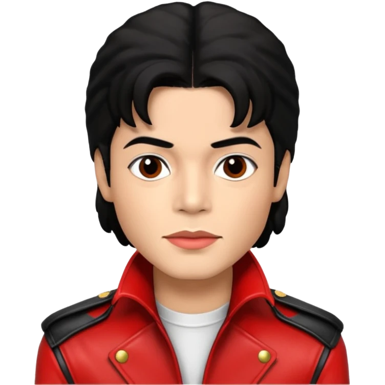 Michael Jackson light skin, black hair, brown eyes, red and black outfit emoji