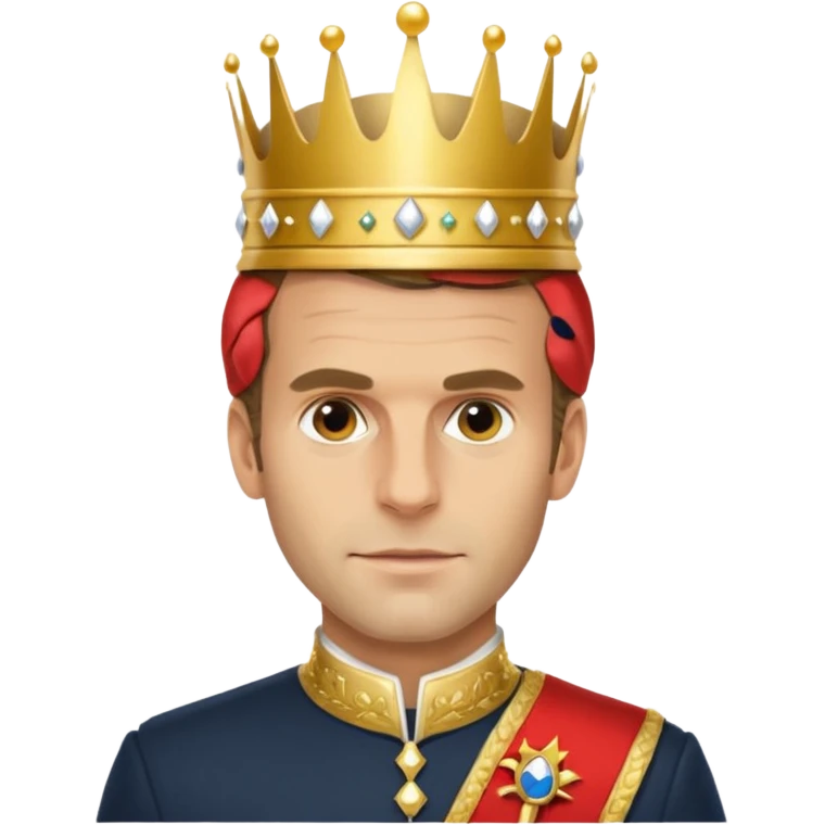 Manuel Macron avec une coronne emoji