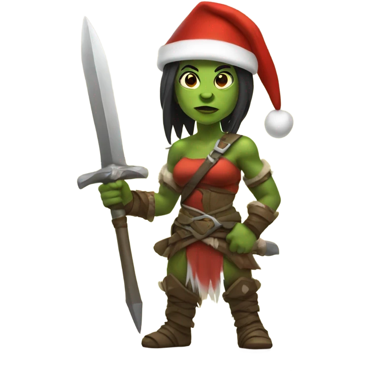 orc female warrior with santa hat emoji