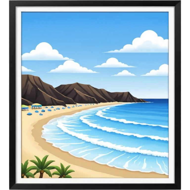 playa paisaje sin que sea un cuadro y que el cielo azul y la arena esten recortada emoji