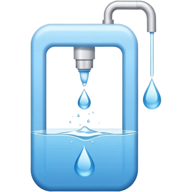 “Flat icon-style emoji of a water purifier with a simple faucet and water droplet, white and blue colors” emoji