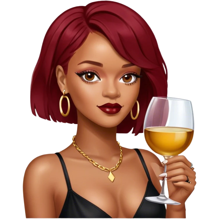 Photo Realistic Rihanna with wine glass emoji