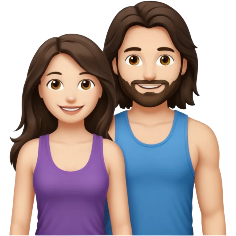 Brunette woman pegs long haired man emoji