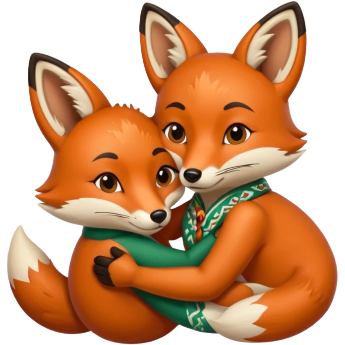 A fox and a Mexican hugging emoji