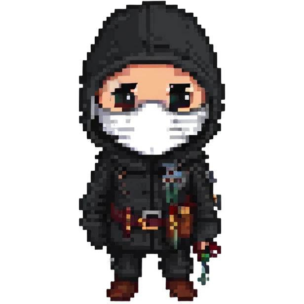 thief with mask in black and white emoji