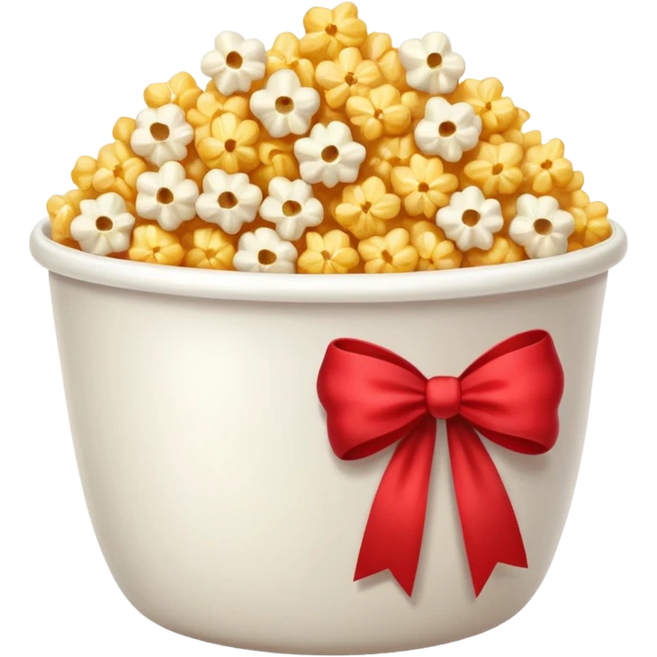 popcorn in white bowl with bow emoji