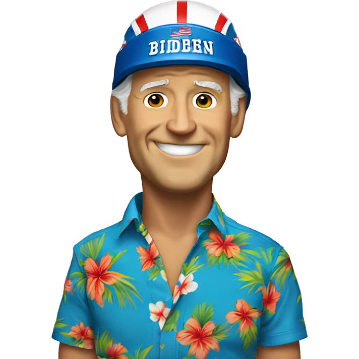 Joe Biden wearing a Hawaiian shirt wearing a football helmet emoji