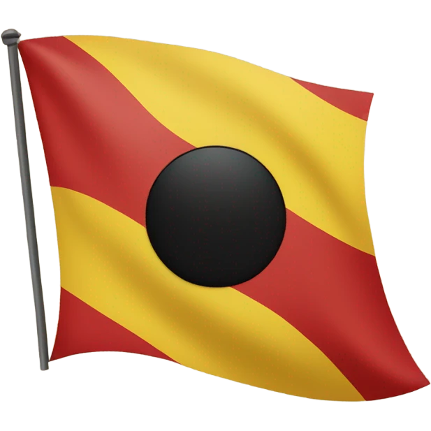 Red and black square flag with yellow circle in the middle emoji