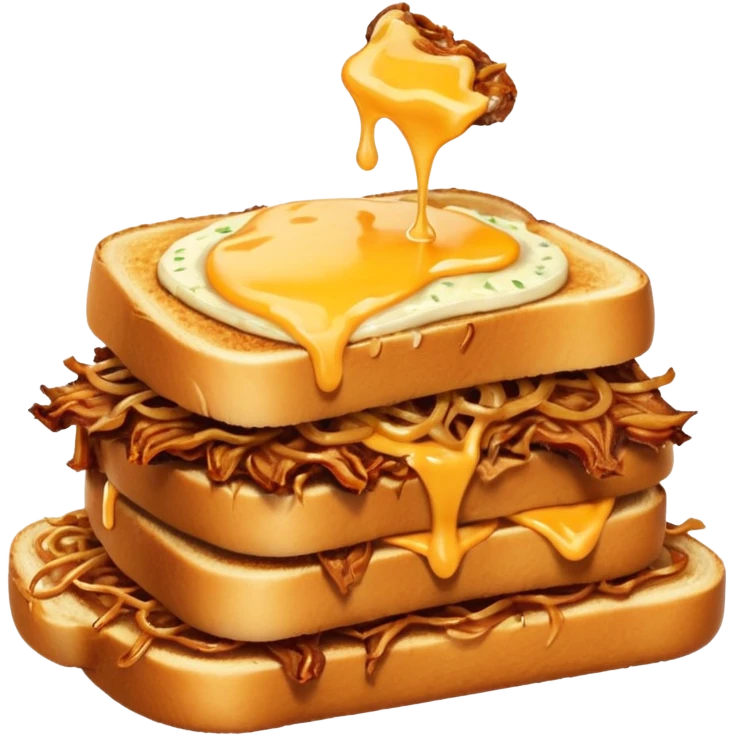 BBQ pulled pork melt on texas toast with crispy onions  emoji