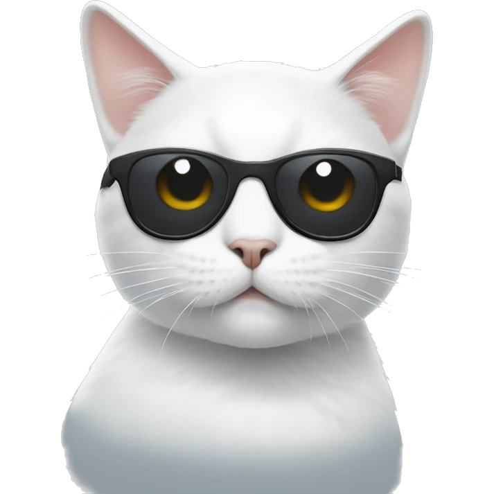 white cat with black spots on him wearing sunglasses  emoji