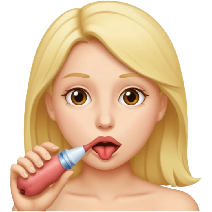 A woman sucking a penis emoji