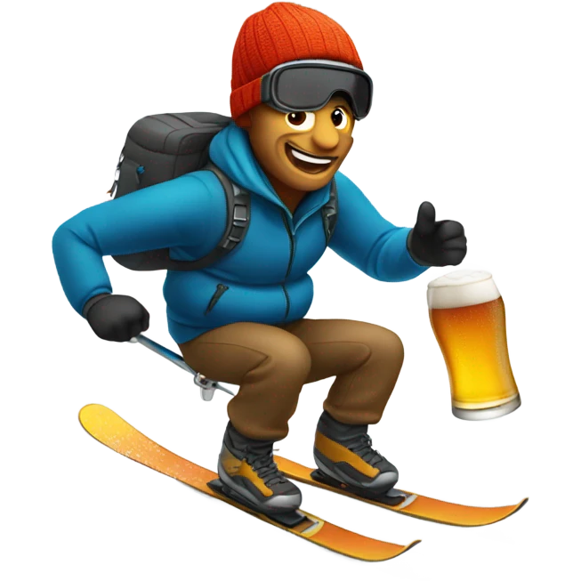 Guy skiing with a beer  emoji