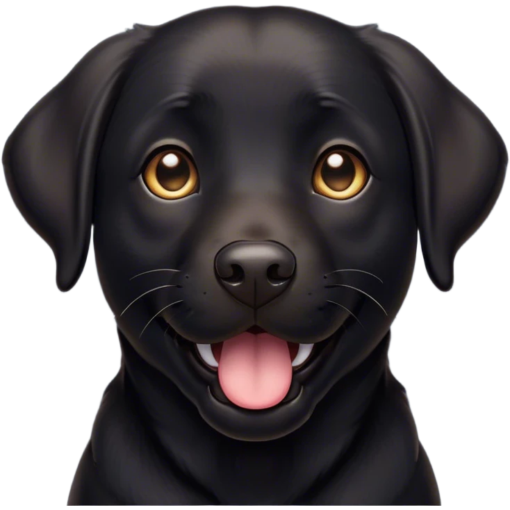 Cinematic Comical Black Labrador Portrait Emoji, Head tilted dramatically with an exaggeratedly amused expression, featuring a sleek black Fur with a glossy finish, wide, expressive brown eyes filled with playful disbelief, Simplified yet hilariously expressive features, highly detailed, glowing with a slightly sassy glow, high shine, dramatic yet playful, stylized with an air of cheeky mischief, bright and endearing, soft glowing outline, capturing the essence of a spirited and over-the-top companion, so meme-worthy it feels like it could side-eye its way into internet fame instantly! emoji
