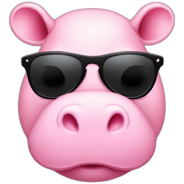 cute pink hippo wearing black shades emoji