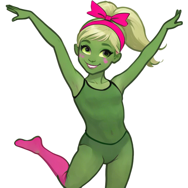  dancer-gymnast with blonde hair in pink tights  (kids) emoji