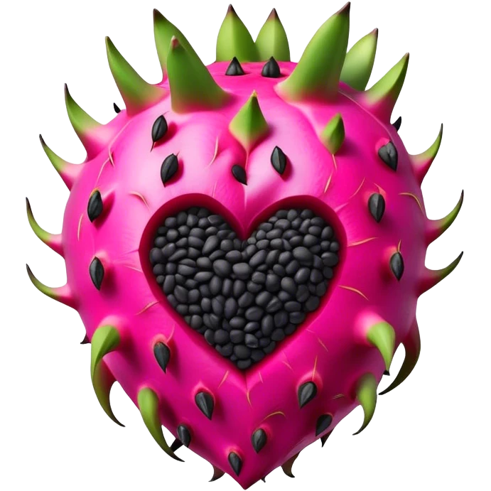 Dragon fruit shaped like a heart emoji