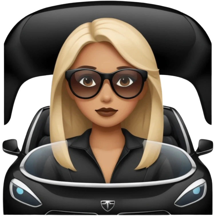 Girl in black Tesla emoji