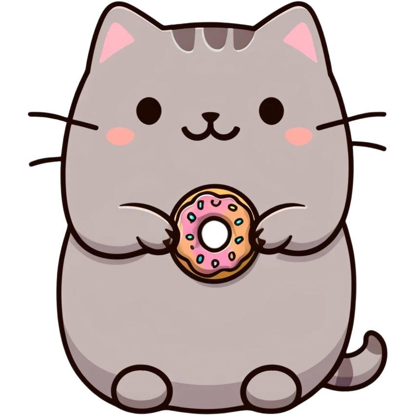 I want a pusheen eating a donut emoji