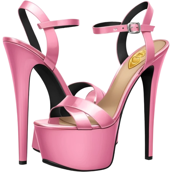  realistic pair of platform high heel sandals, pink chrome bottoms emoji