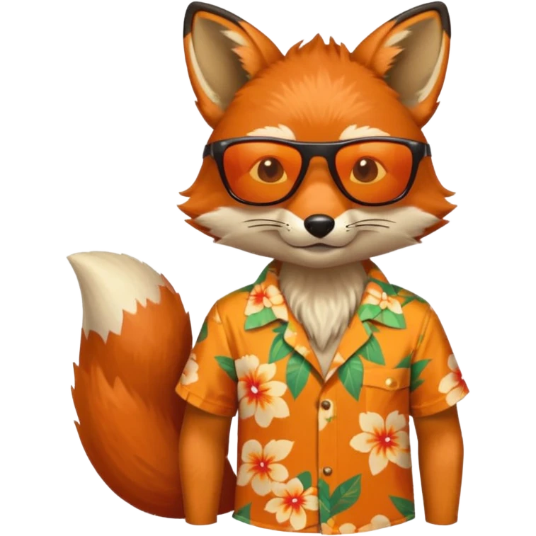fox with aloha shirt wearing sunglasses emoji