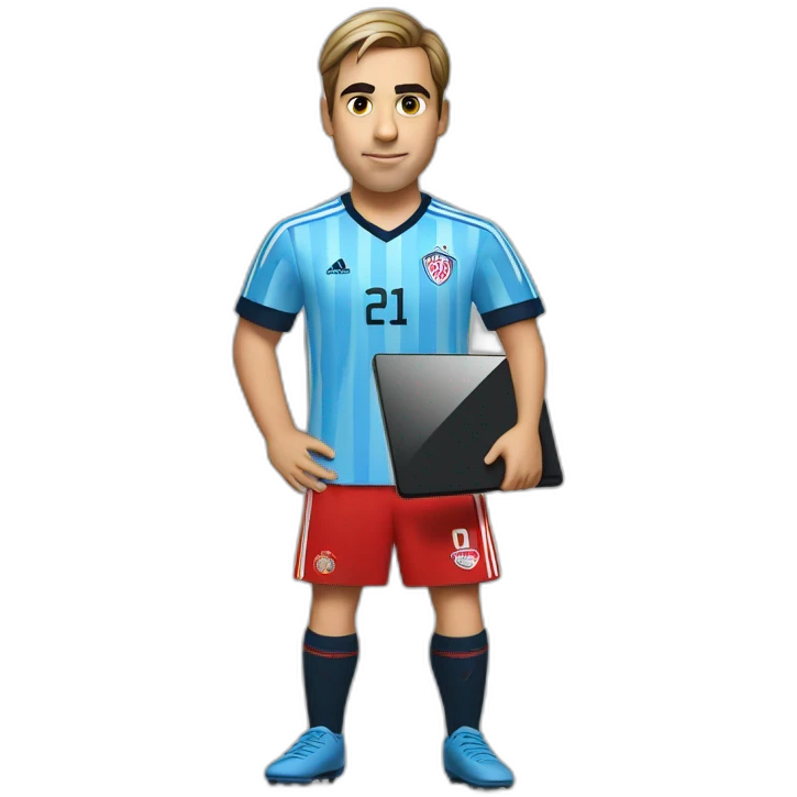 Philipp Lahm in soccer dress with a tablet emoji