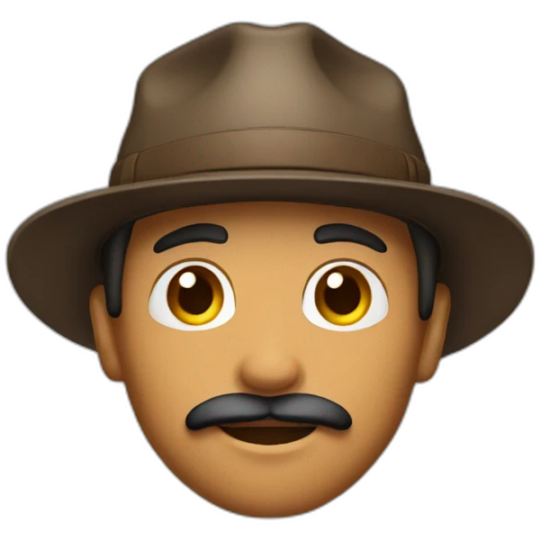 young man with a tiny moustach and a brown trucker hat emoji