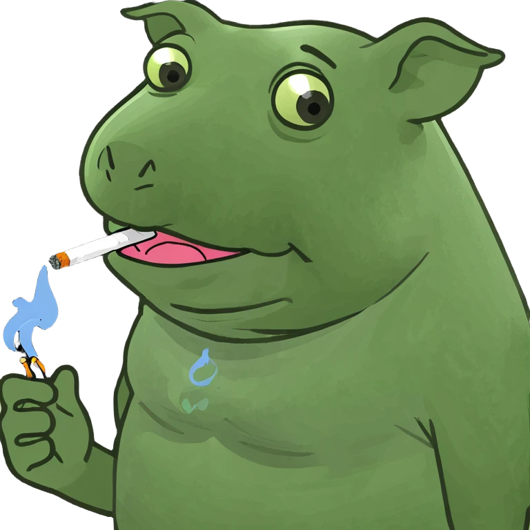 Pig smoking meth emoji