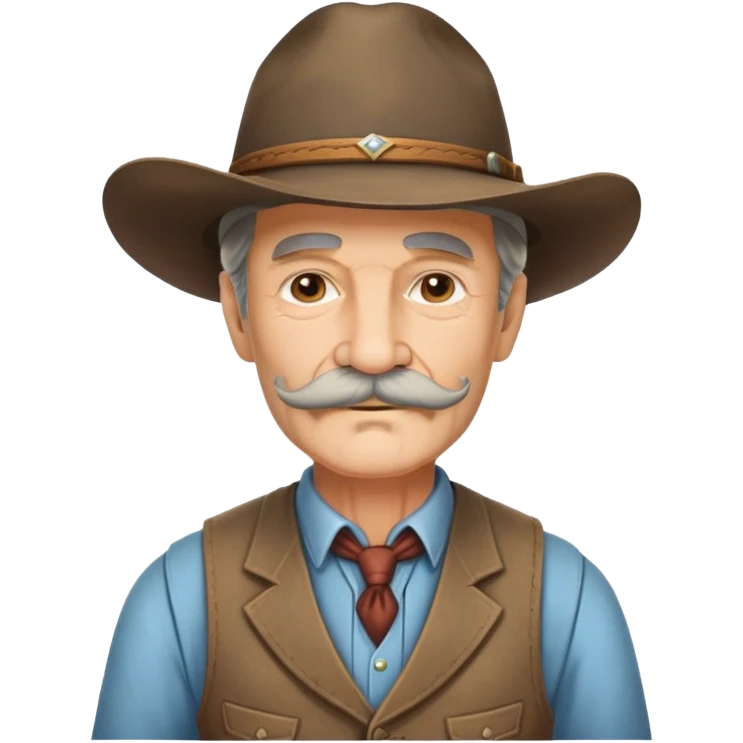 Dutch van der Linde from Red Dead Redemption, older man with mustache wearing a suit vest and wide-brimmed hat, western outlaw leader emoji