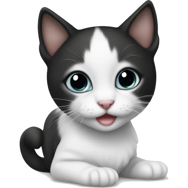 Black and white baby cat emoji