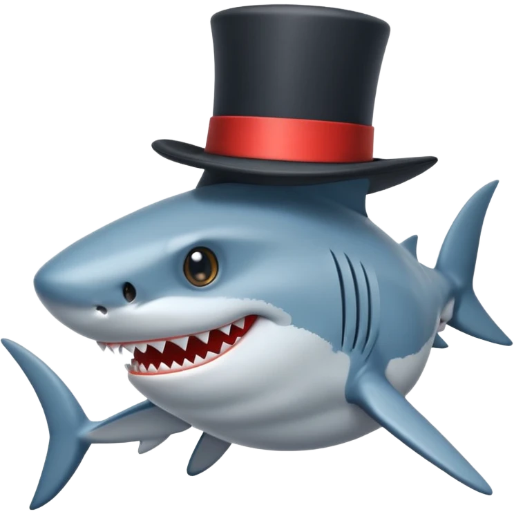 Shark with a top hat emoji
