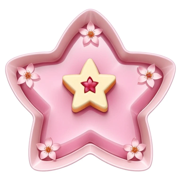 sakura pudding shaped like a star with cherry blossom petals emoji