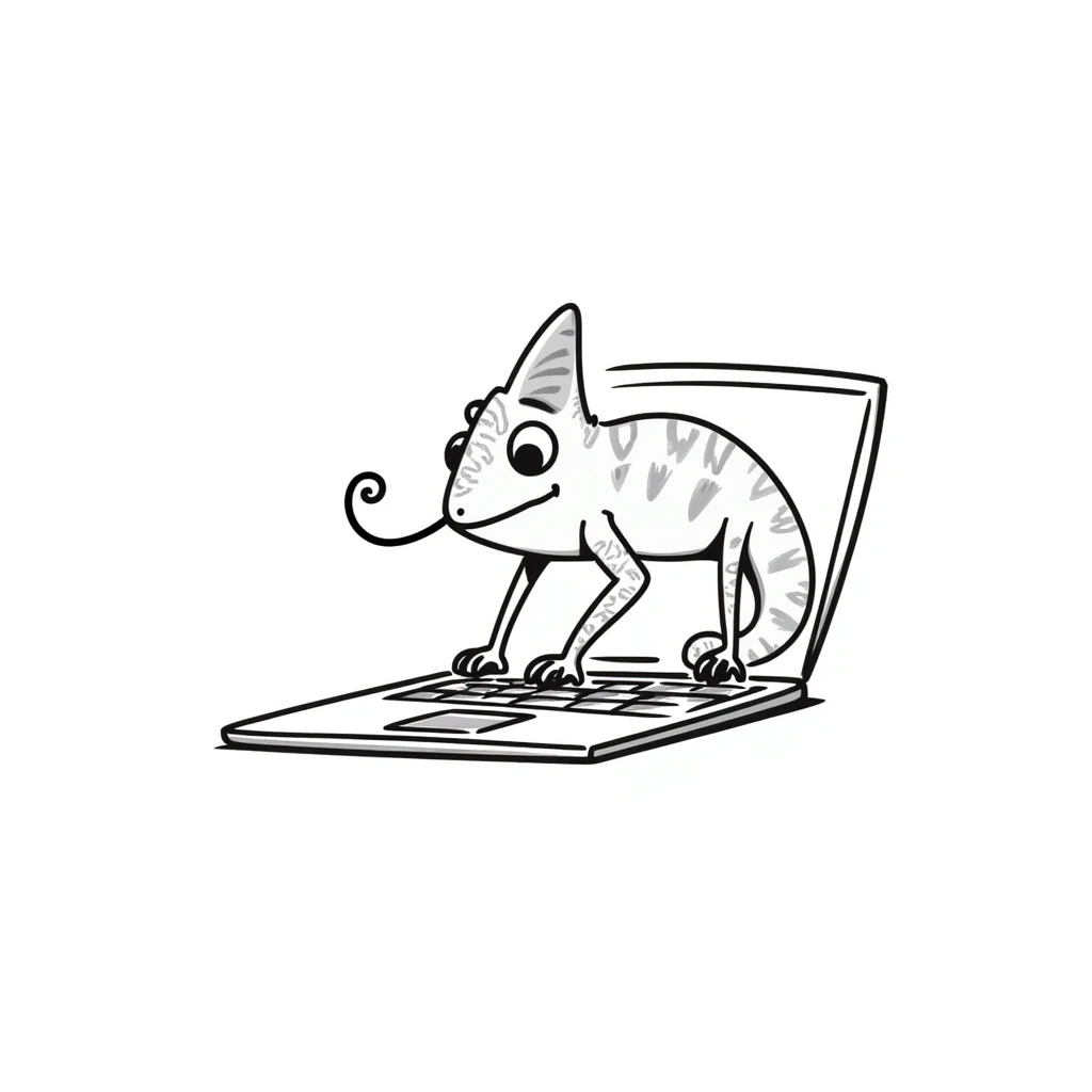 chameleon typing on laptop emoji