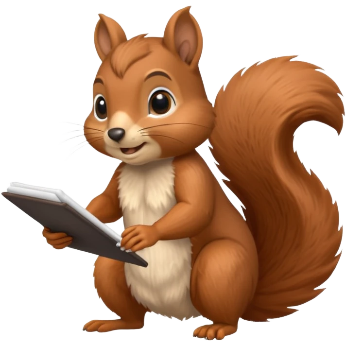 a squirrel writing a paper emoji