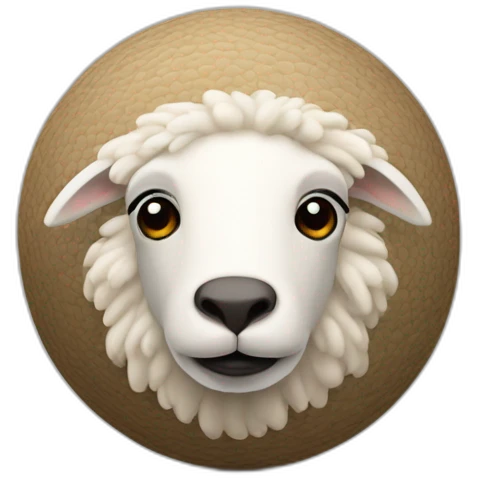 3d sphere with a cartoon Sheep skin texture with Eye of Horus emoji