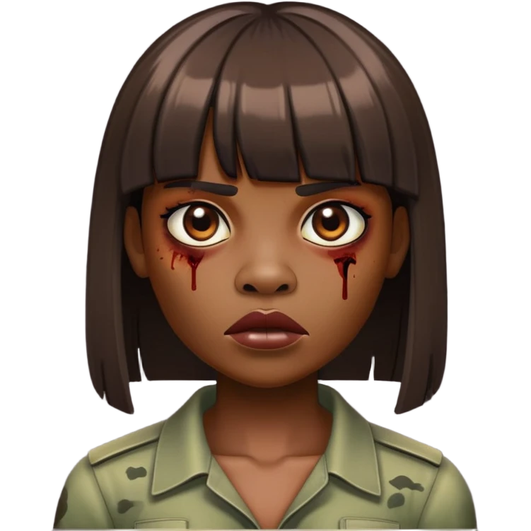 Zumbi com cabelo liso e franja  emoji