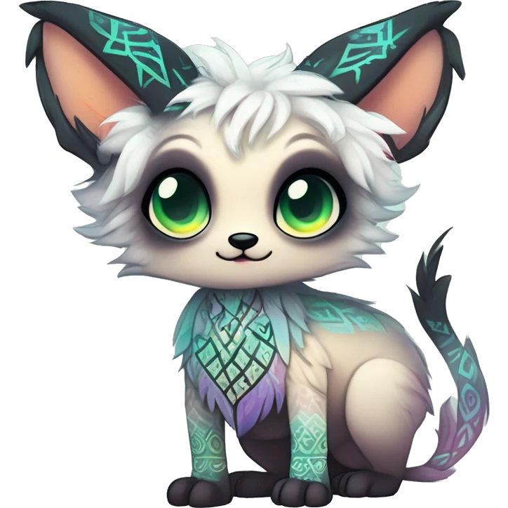 cute Kawaii edgy ethereal shy epic fantasy animal fursona Fionbri creature by griffsnuff & LiLaiRa & Falvie with exotic colors with intricate patterns full body emoji