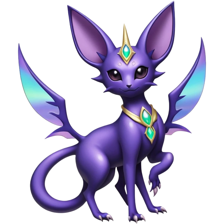 Shiny Exotic Badass Royal Divine Mysterious Gothic Noibat-Espeon-Pokémon-Fakémon-hybrid-creature (full body) emoji