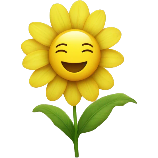 Yellow Flower with smiling face emoji