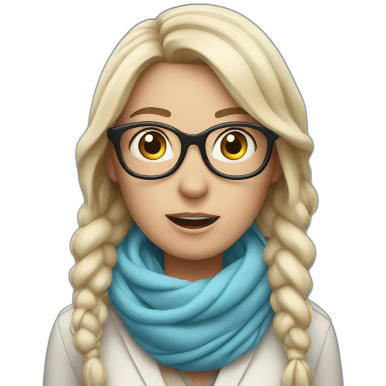 an astonished white woman with glasses and a sky-blue scarf tied around her face emoji