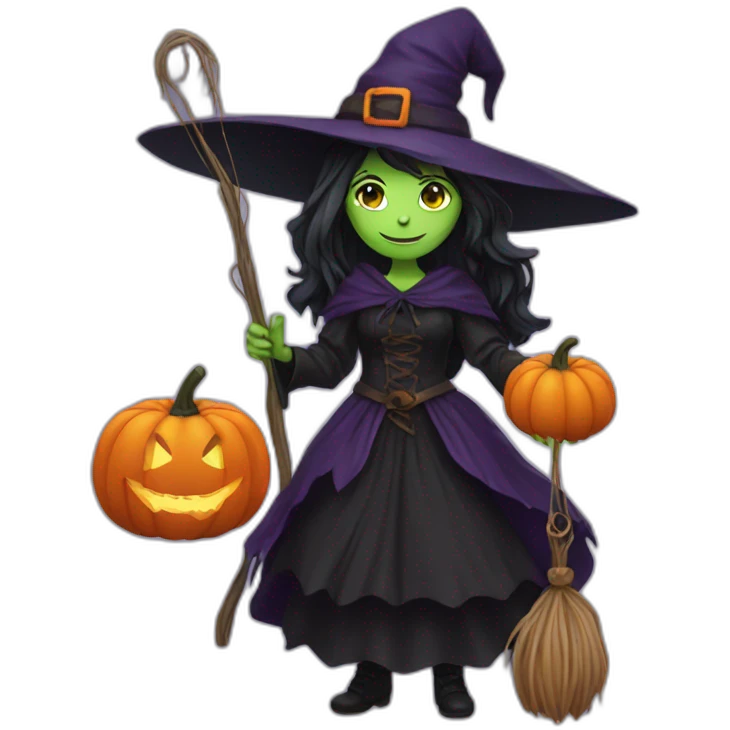 A witch with a pumpkin emoji
