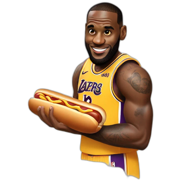 LeBron James eating a hot dog emoji