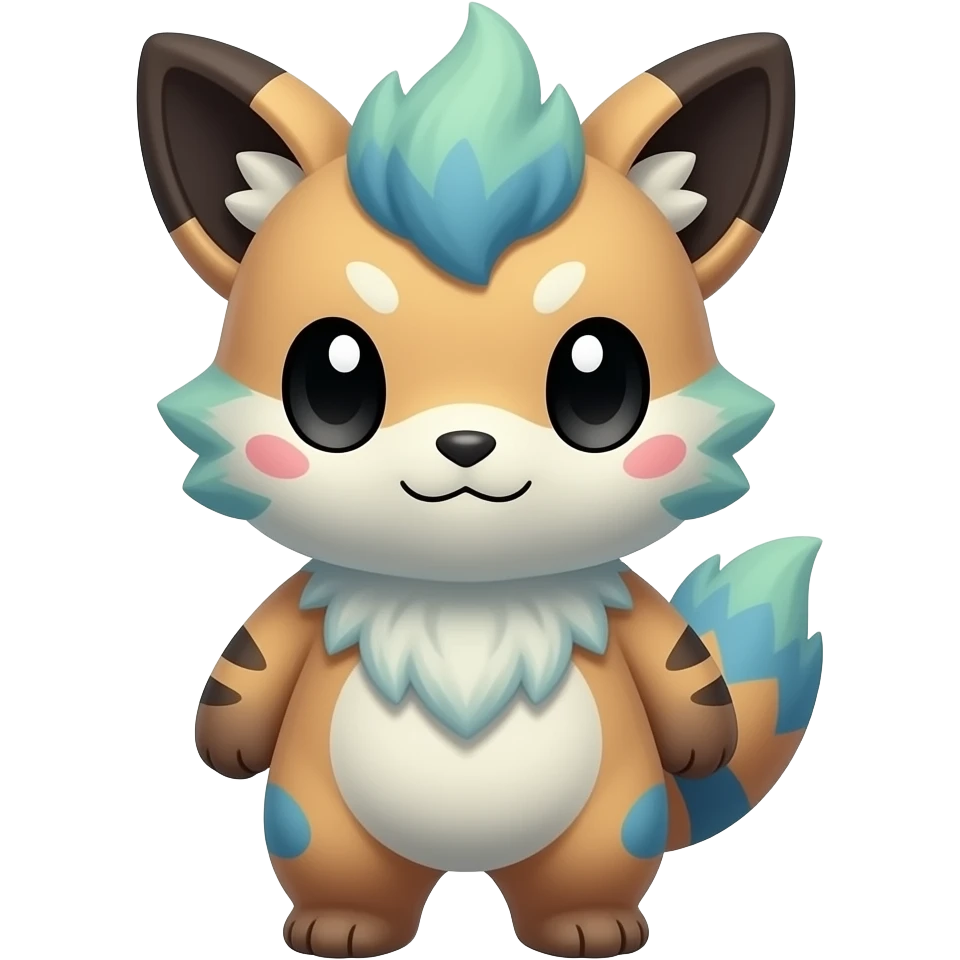 Cute with big black eyes, furry, realistic beautiful chubby Colorful Skilled Adept Graceful Asian Painted Meloetta-Minccino-Absol-Emolga-Pachirisu-fusion-hybrid-creature (full body) emoji